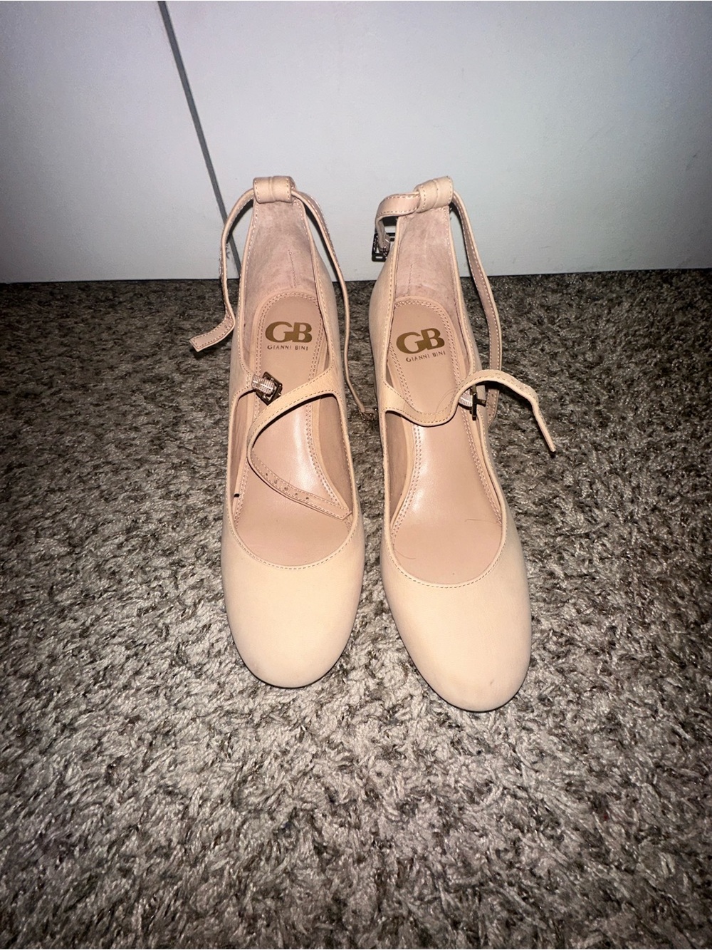 Gianni Bini Beige Ankle-Strap Pumps